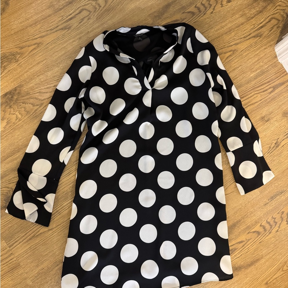 Ann Taylor Black Dress with White Dots